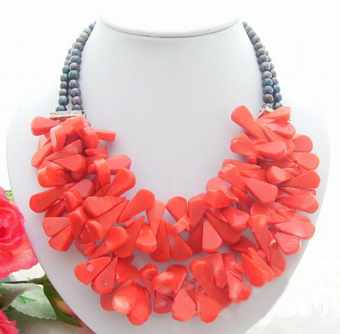 

Beautiful 2Strds Pearl&pink Coral Necklace