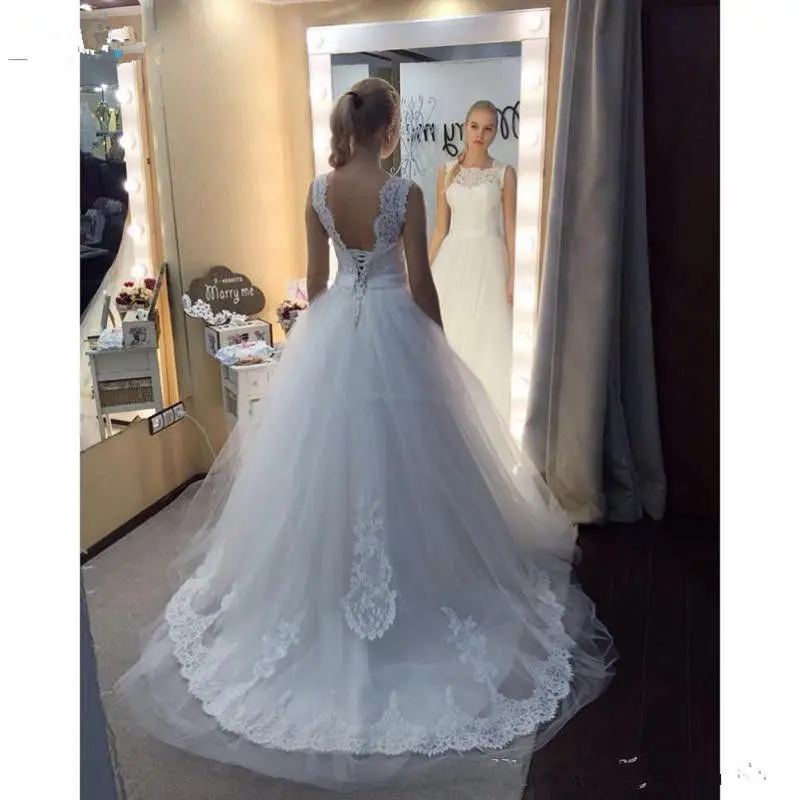 2020 neue Spitze Oansatz Spitze Tüll Boho günstige Hochzeit Kleider Sommer Strand Brautkleid Böhmischen Brautkleider robe de mariage