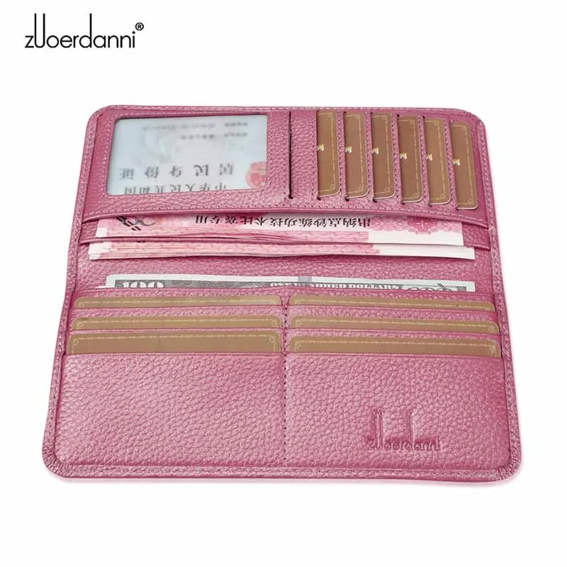 ultra-thin wallet ladies long wallet Soft wallet   leather card folder multi-functional handbag high-quality fashion four-color