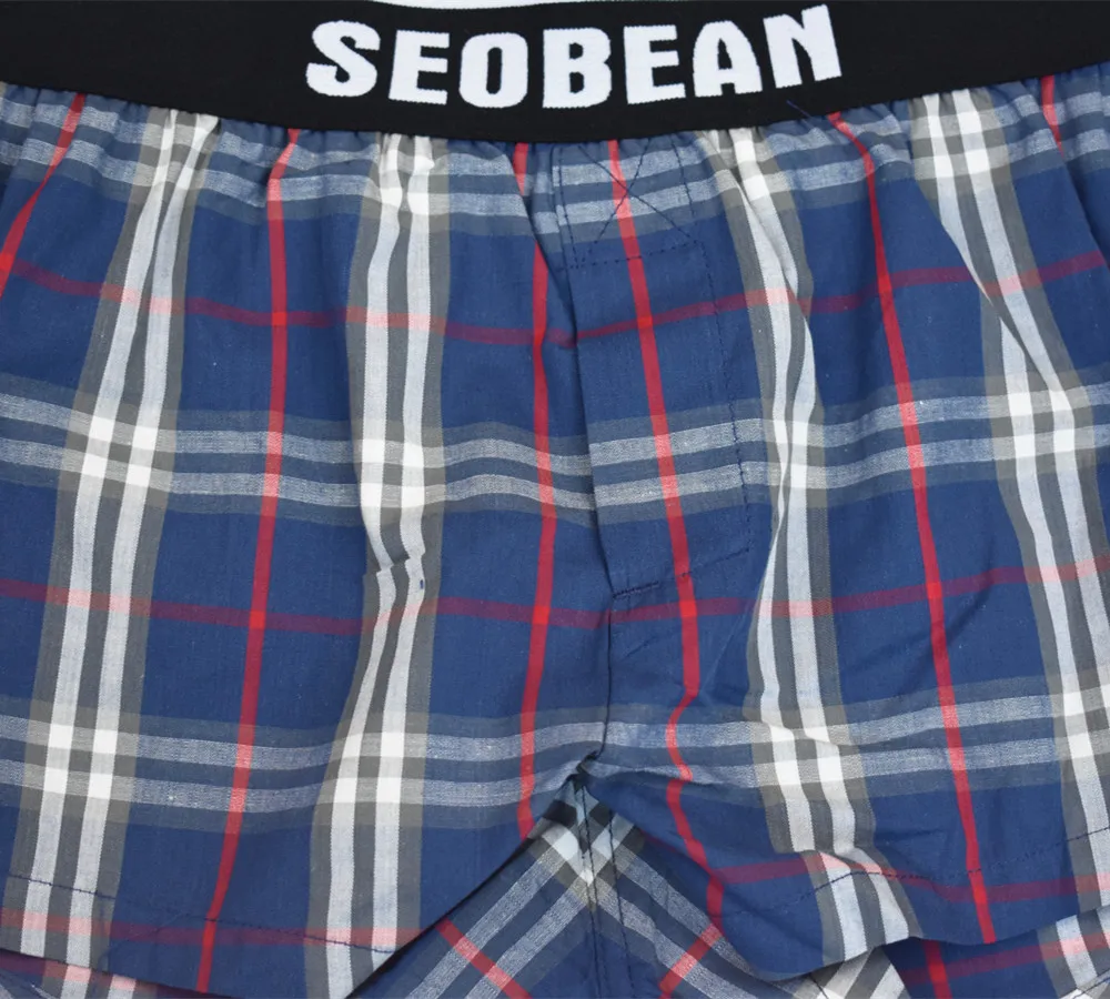 SEOBEAN Mens Underwear Boxer Shorts 100% Cotton Men Trunks Boxers Sexy Low-waist Sleepwear Home Wear Shorts Men Underpants