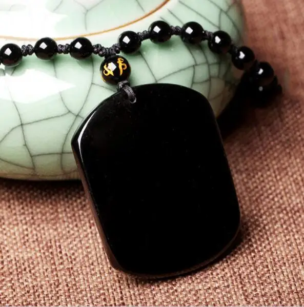 Black Obsidian Wolf Totem Pendant Necklace For Men Wild Nature Shifting Luck With Adjustable Rope And Beads Chain