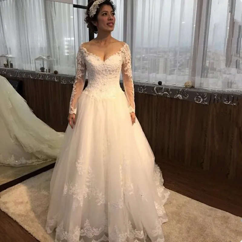 Robe de mariée de luxe à manches longues, 2023