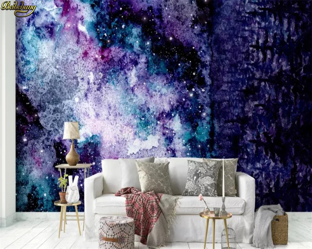 beibehang Custom 3d wallpaper purple dreamy gorgeous universe starry black hole ceiling mural background wall papel de pared