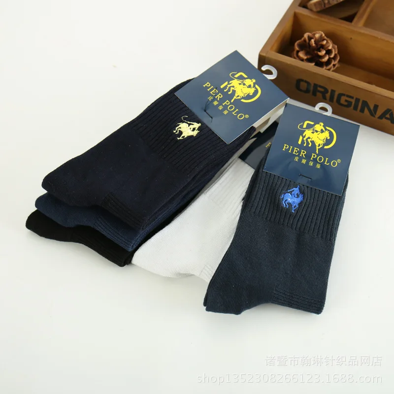 2018 High Quality Fashion 5 Pairs/lot Brand PIER POLO Casual Cotton Socks Business Embroidery Men\'s Socks Manufacturer Wholesale