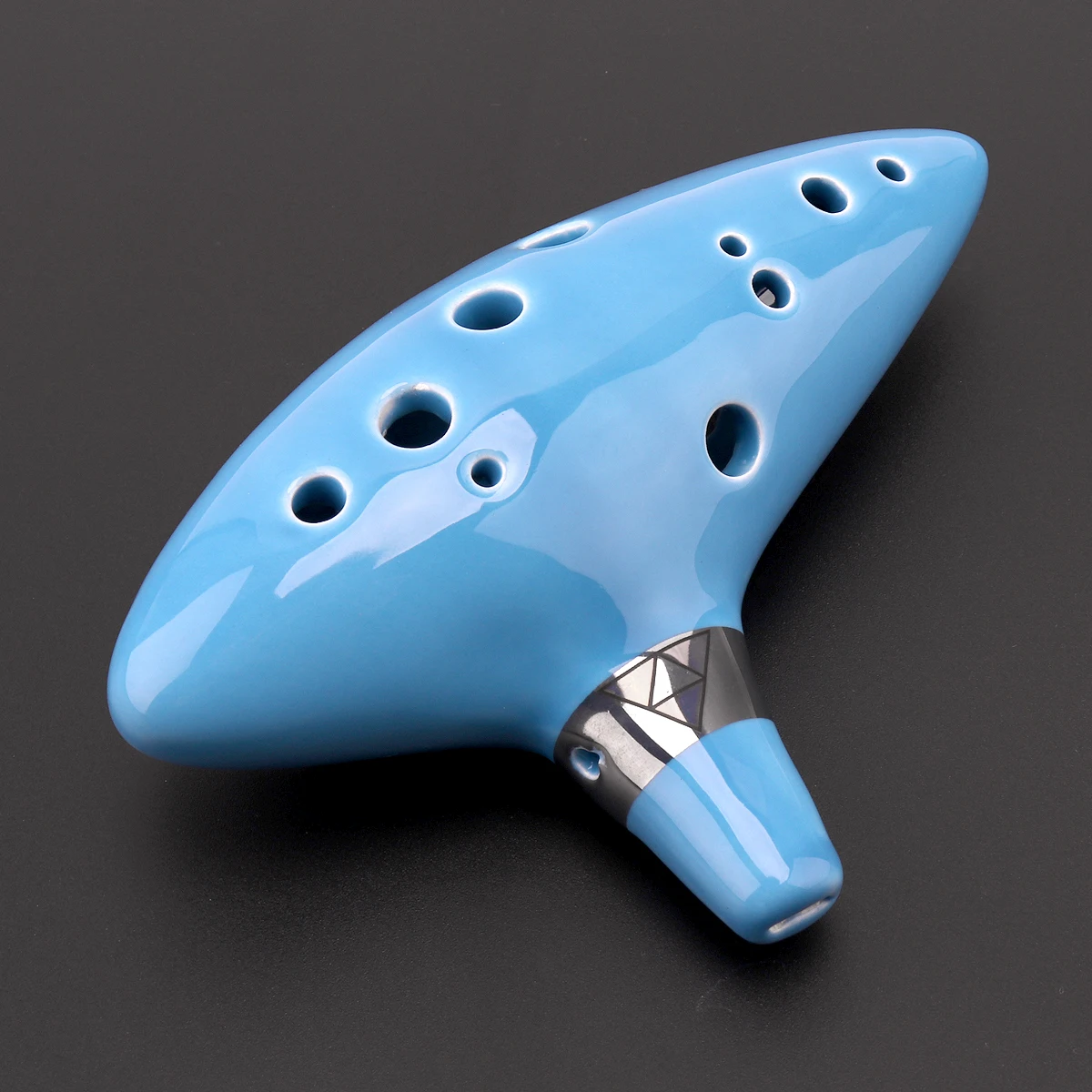 Alto 12 Hole C Tone Ocarina Ceramic Flute with Neck Strap Cord Bright Glaze Pottery Woodwind Instrument