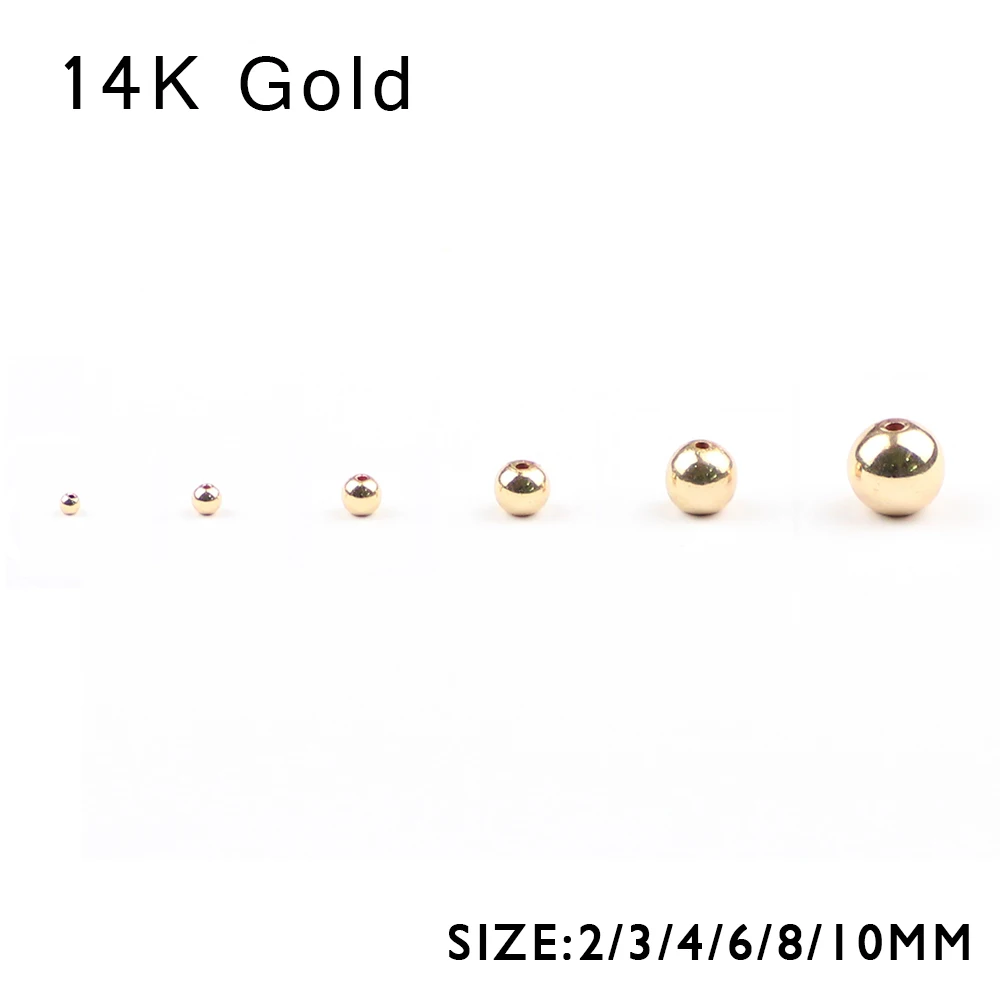 WLYeeS 14K Gold Color Hematite beads 2 3 4 5 6 8 10mm round Loose beads Natural Stone for Jewelry Bracelets Necklace Making DIY