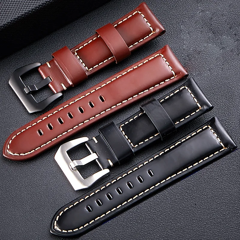 

Oil Wax Cowhide Watchbands 20mm 22mm 24mm 26mm Women Men Fashion Genuine Leather Watch Band Strap Belt With PVD Buckle