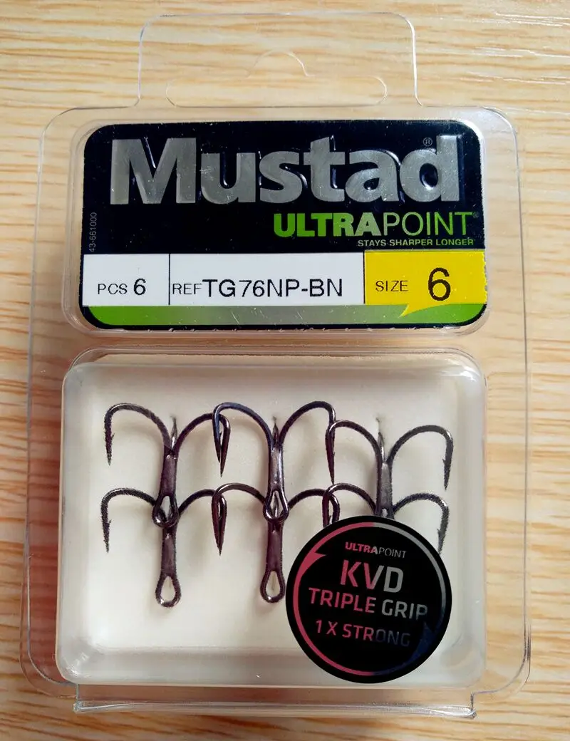 4packs Mustad treble hooks KVD hooks upgrade TG76NP-BN high carbon steel barbed hook match crank VIB lure fishing tackle pesca
