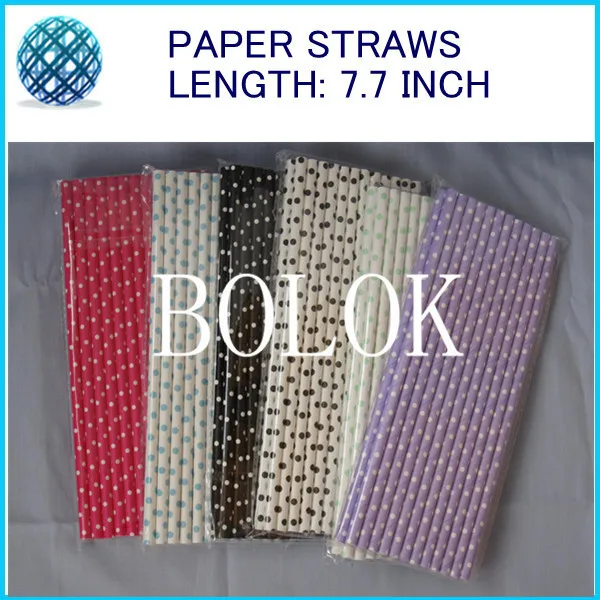 wedding Paper Straws,Mixed Striped and Polka Dot paper evening party straws,Packaging Tube ,free shipping,(140color)