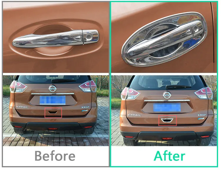 For Nissan X Trail 2015 T32 Luxurious Chrome Door Handle Cover 2013 2014 MK3 X-Trail Rogue Accessories Stickers Car Styling