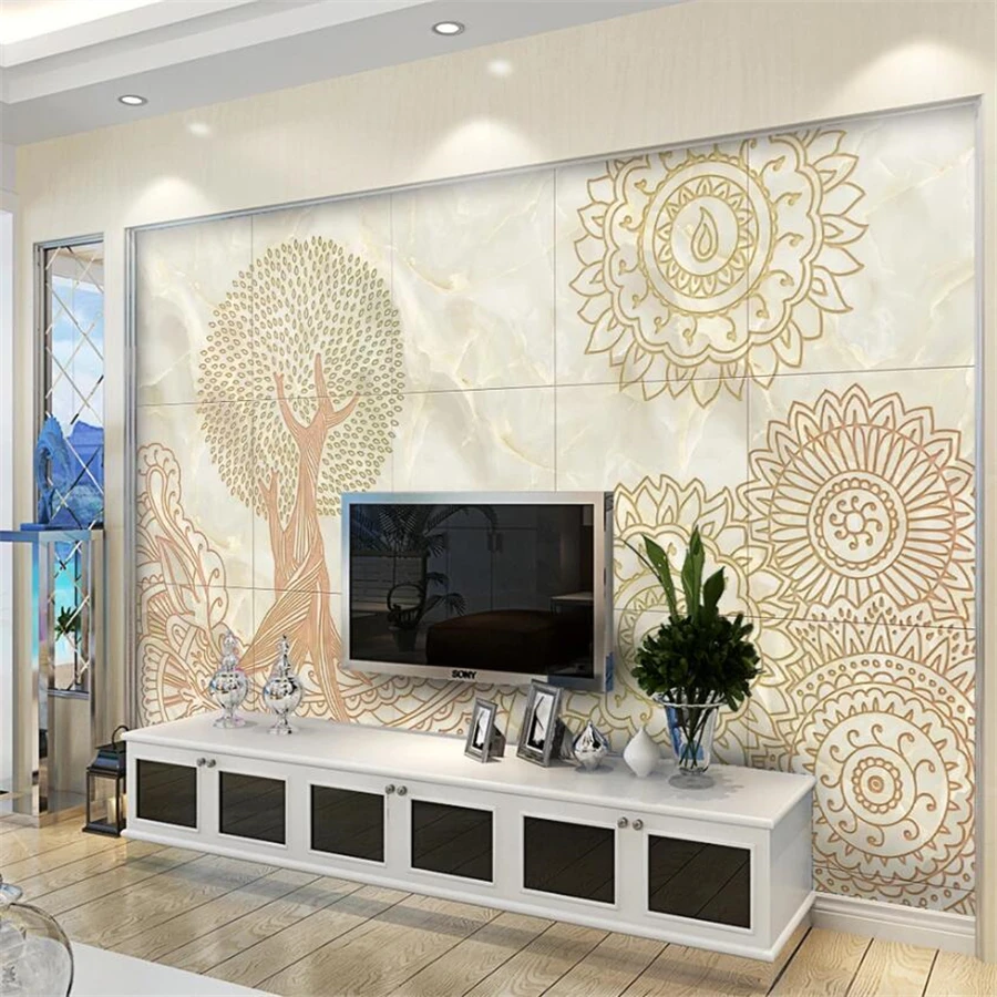 

Custom wallpaper 3d mural European water knife parquet marble tile TV background wall paper home decor papier peint 3d wallpaper