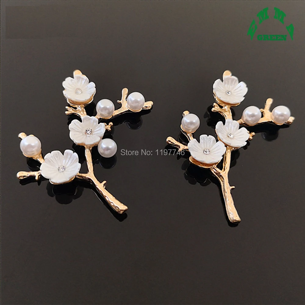 Plum Blossom Flower Embellishment Flatback Pearl Rhinestone Crystal Buttons 10pcs DIY Jewelry Making Wedding Hair Accessories