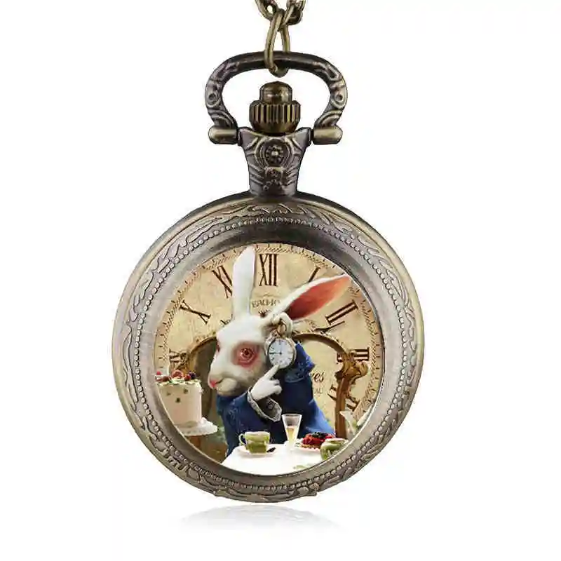 Montre de Poche Alice Rabbit pour Femme et Enfant, Design de Mode, Collier Pendentif, Cadeau