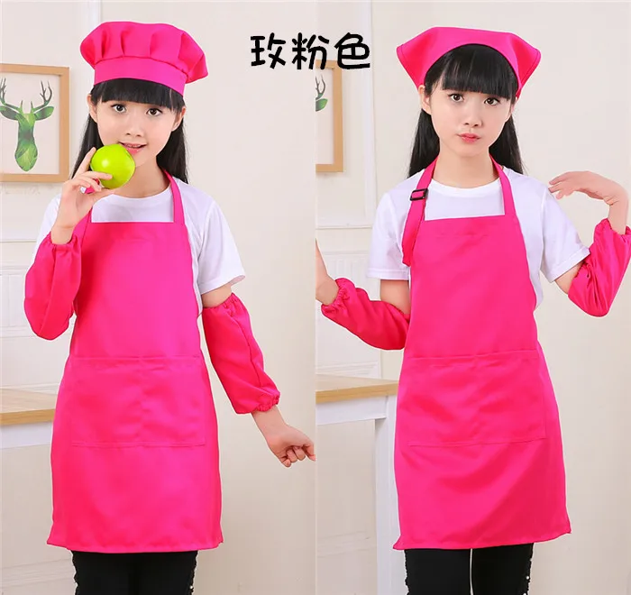 Children\'s apron set kindergarten children eat painting art advertising apron baking chef clothes white