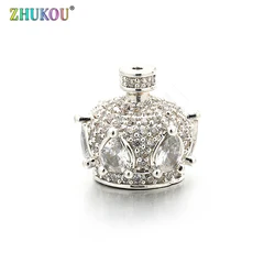 12*11mm High Quality Brass Cubic Zirconia Crown Tassel Caps  Diy Jewelry Findings Accessories, Hole: 0.5mm, Model:VM25