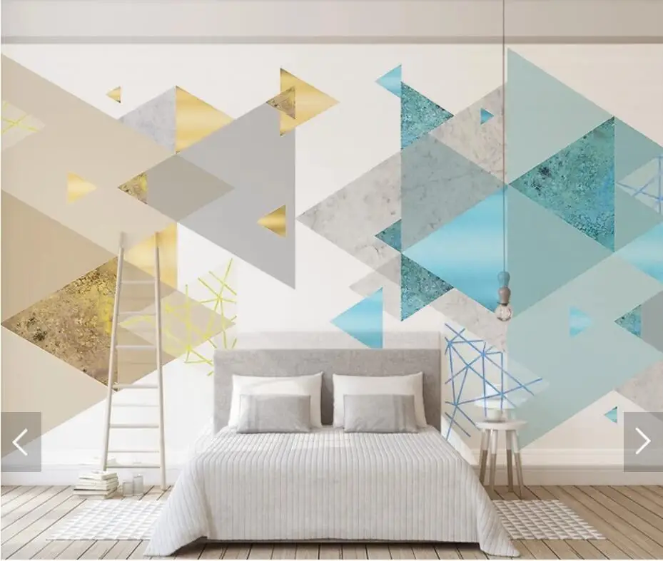 Geometric Triangle Wall Mural Photo Wallpaper for Living Room Printed Wall Paper Rolls Contact Paper 3d Wall Murals Custom