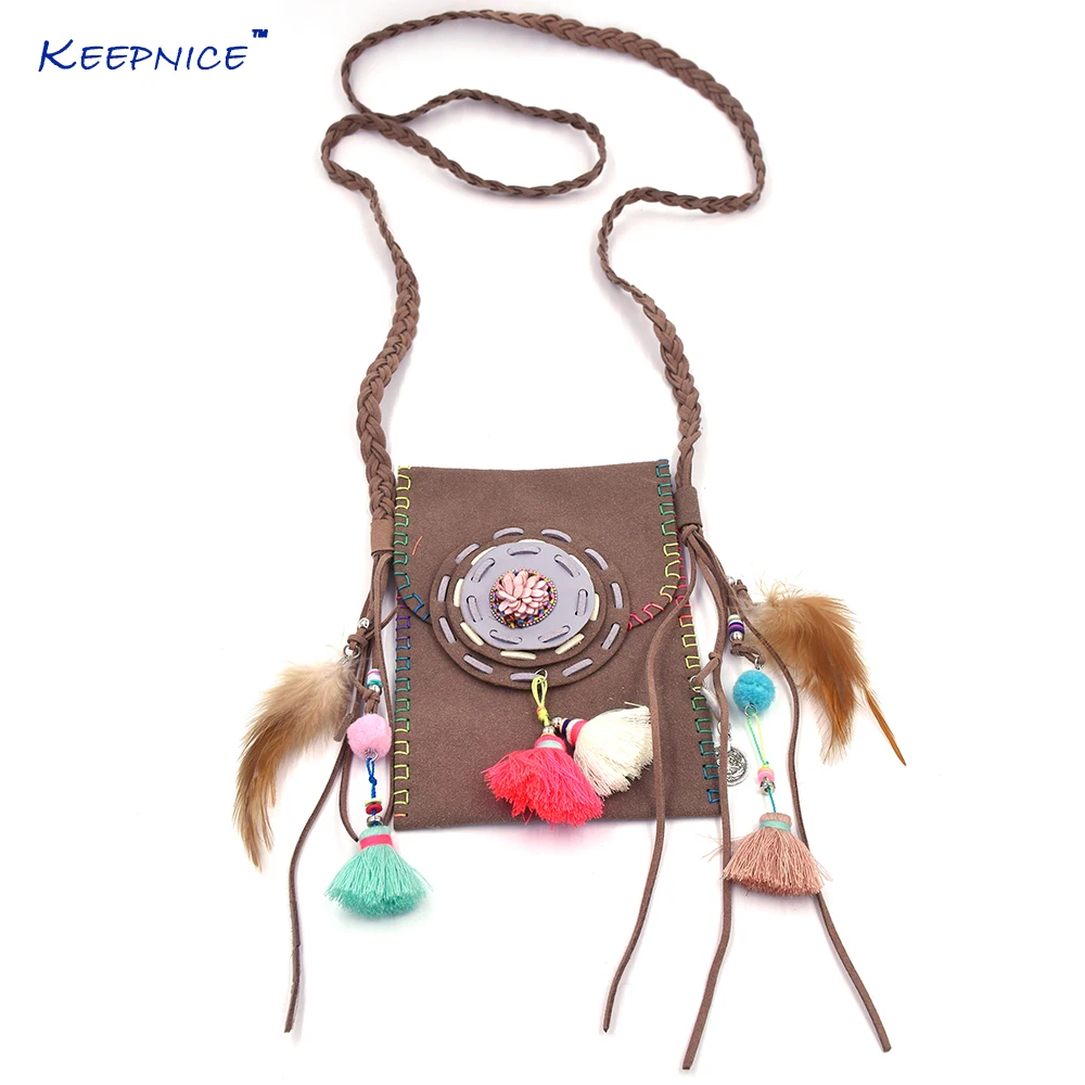 

Collares Real Collier Maxi Necklace 2017 New Handmade Feather Tassel Charm Leather Phone Small Bag Pendents Necklace For Women