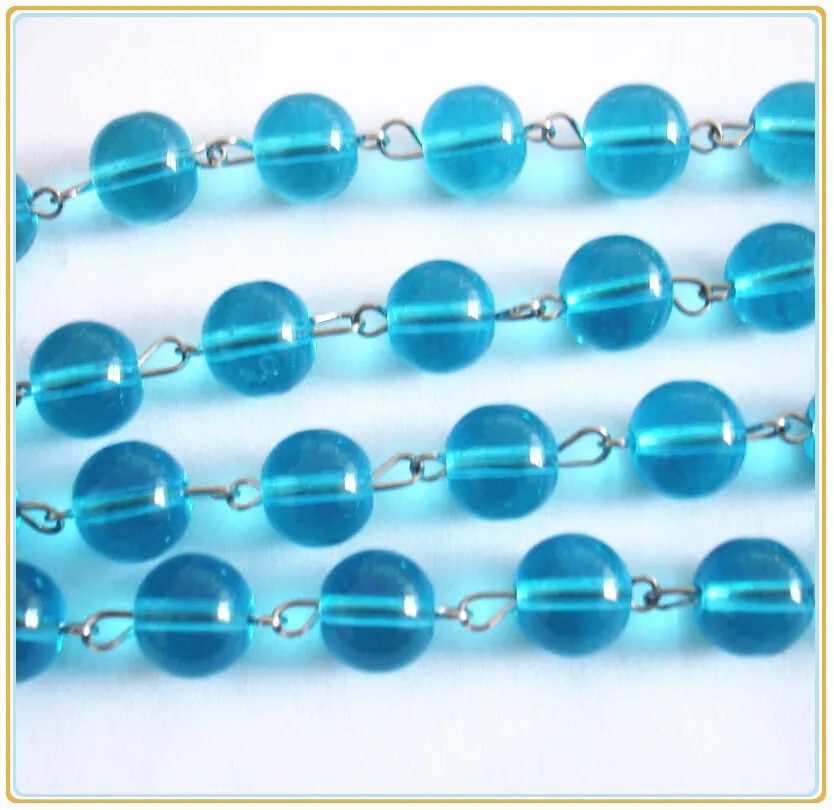 Hot Selling 10M Clear Glass Round Smooth 10mm Beads Chains Curtain Wedding Decoration Glass Chandelier Hanging Strands Supplies