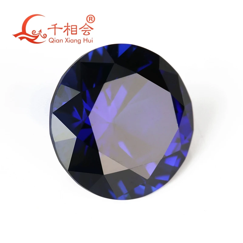 3.5mm to 12mm  34# dark  blue  and 33# light blue color round shape artifical sapphire  corundum  loose stone