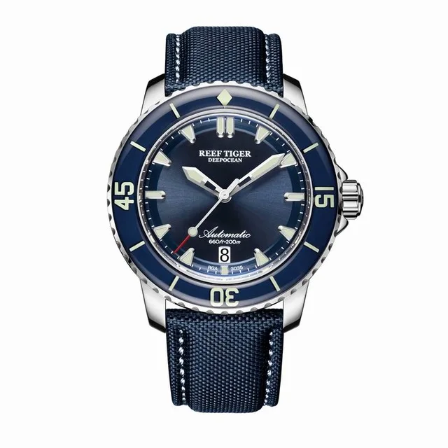 Reef Tiger Aurora Serier RGA3035 Men 200M Waterproof With Super Luminous Single Calendar Automatic Mechanical Wrist Watch