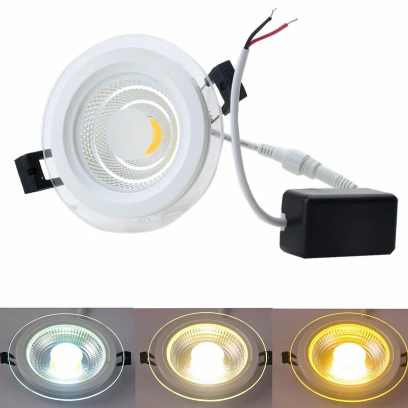 

Super Bright Glass LED Panel Light COB 5W 10W 15W 25W LED Downlight Recessed Ceiling LED Spot Light AC85-265V Driver Included