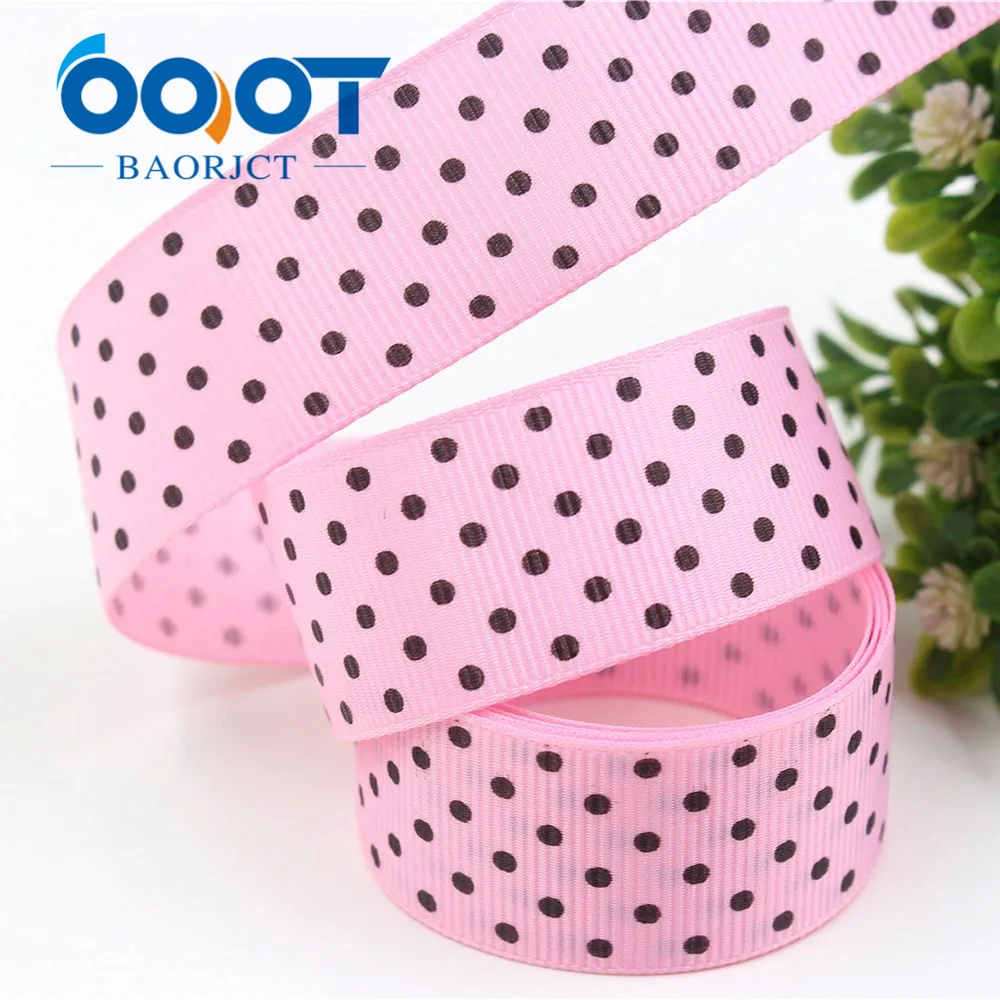 I-19228-495 black Polka Dots printed Grosgrain ribbon 1\'\' 25mm 10yards free shipping DIY handmade headdress bow gift wrap