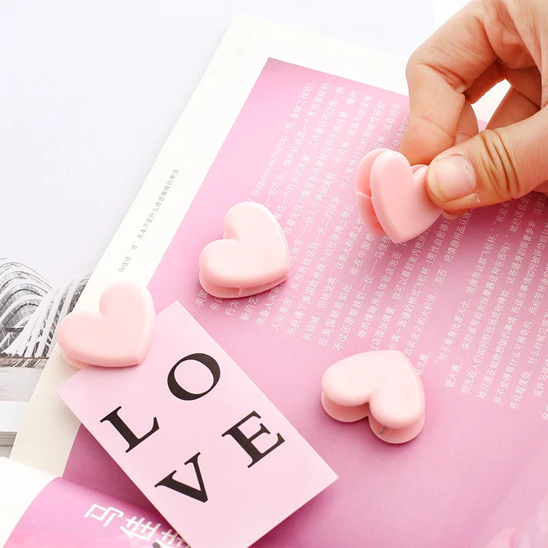 10 pcs Pink love decoration clips Cute Heart paper clip for Memo Photo Wedding Stationery girl gift Office school supplies A6967