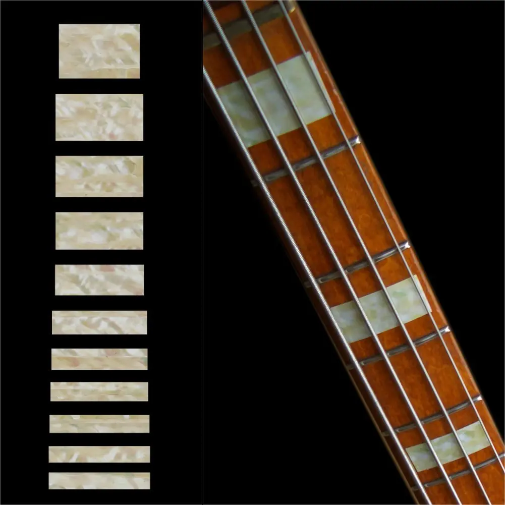 Fretboard Markers Inlay Sticker Decals for Bass - Jazz Bass Block - White Pearl/Aged White Pearl