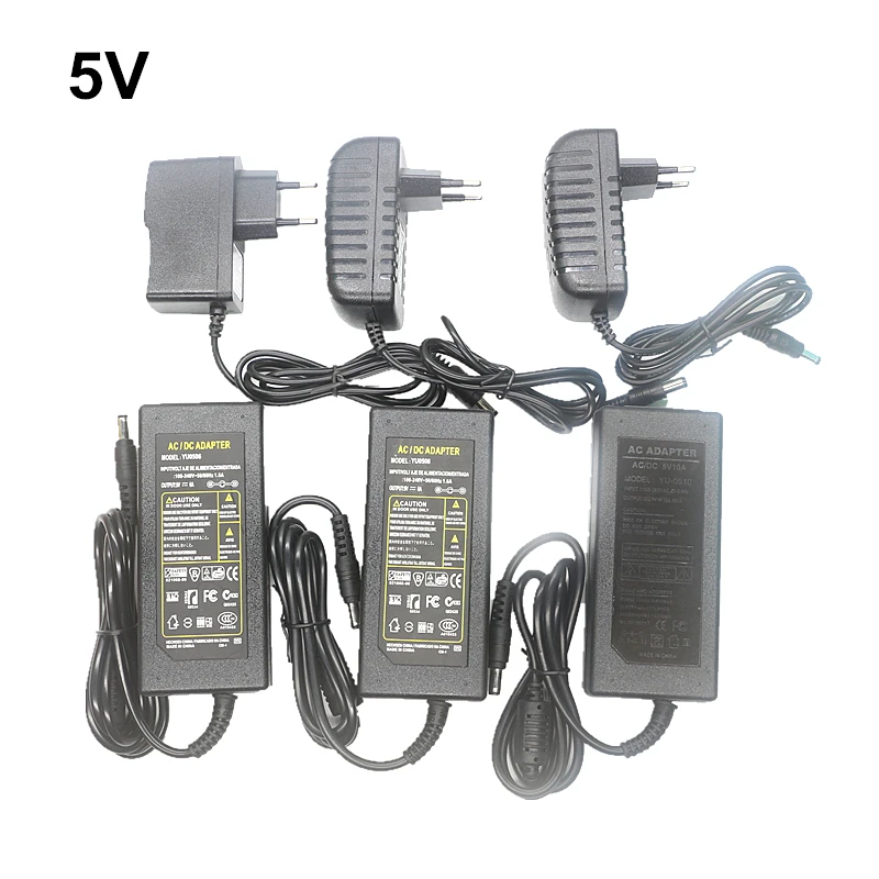 DC 5V WS2812B SK6812 Pixel LED Strip lighting Transformers AC 110V 220V to DC 5V 1A 2A 3A 6A 8A 10A Power Supply Adapter 5W-50W