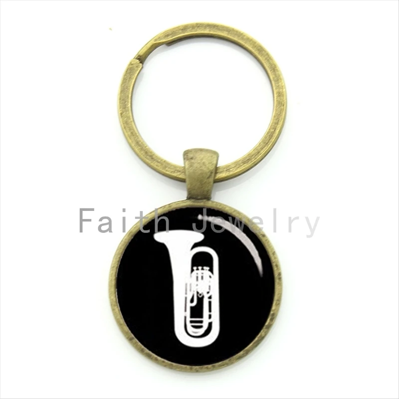 Stylish musical instrument tuba key chain symphony musicians keychain simple vintage music band fans jewelry KC630