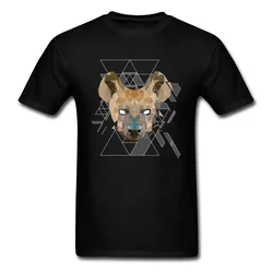 Geometric Hyena Men T Shirt Printing Short Sleeve Fashion Tee-Shirt 100% Cotton Wildlife Wolf T-Shirts 3D Strong Beast Tshirt