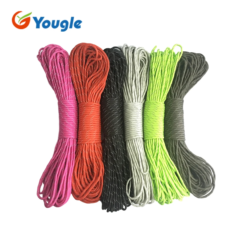 Yougle Nieuwe 7 Core Strand 50 100FT Survival 550 Mil Spec Iii Reflecterende Parachute Cord Paracord