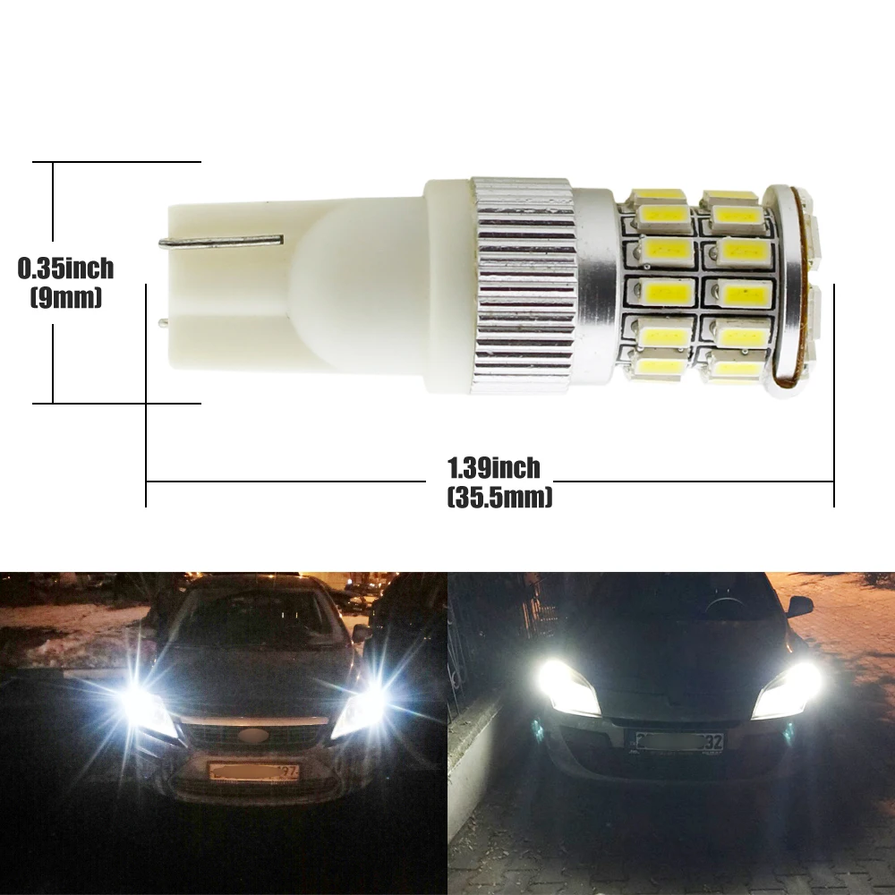 Car Light W5W T10 LED Bulb 3014 36 SMD LED W5W 168 194 For Car Dome Lights Clearance Lights White DC 12V Lamp 10pcs High Quality