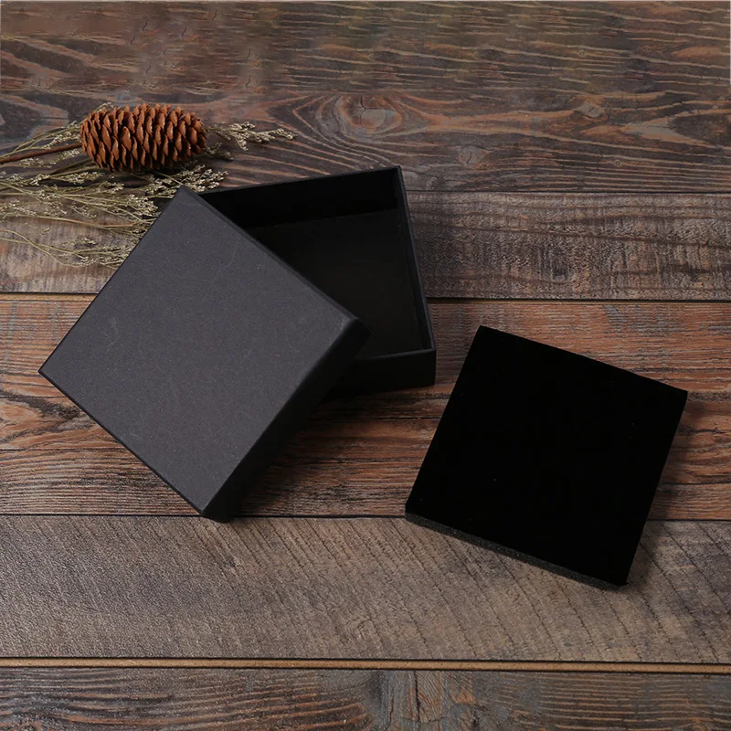 Neu Kommen 12Pcs Schwarz Kraft Papier Schmuck Box Armband Armreifen Halsketten Ringe Box Weihnachten Geschenk Schmuck Box Lagerung Fall