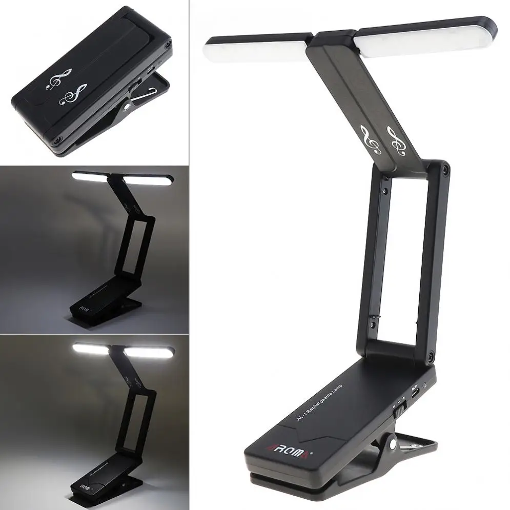 Rechargeable Black Music Stand Lamp Folding LED Clip-on Light for Guitar Piano Light and Stage Lighting