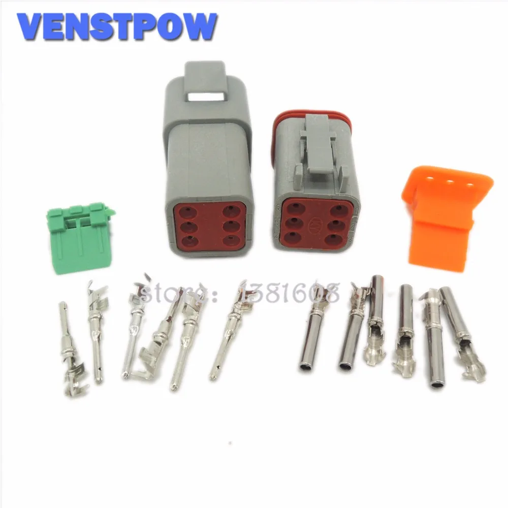 1 Set Deutsch DT06/DT04 6 Pin Waterproof Electrical Wire Connector Plug Kit 22-16AWG for Car Bus Motor Truck