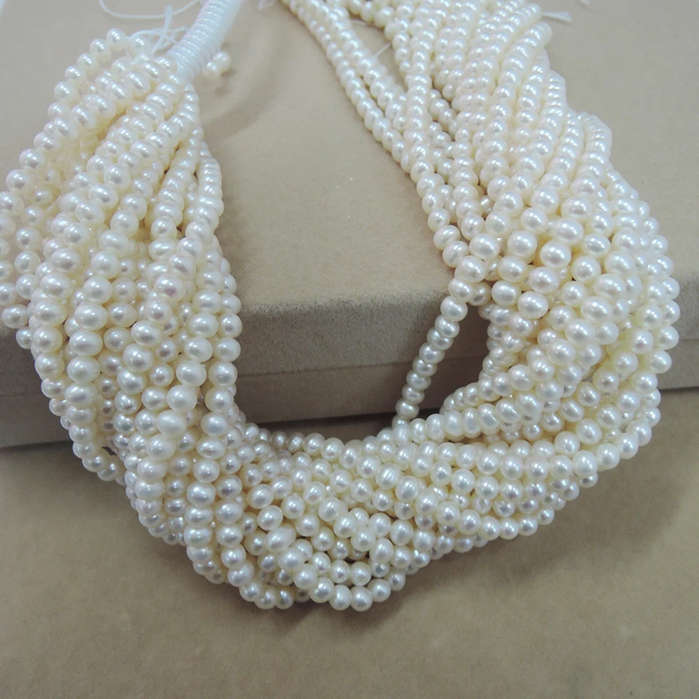 3-4 mm MINI FRESHWATER near round PEARL BEADS,100% NATURE freshwater pearl -AAA good quality-2-5 MM