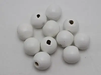 25 White Round Wood Beads 20mm Large Wooden Beads