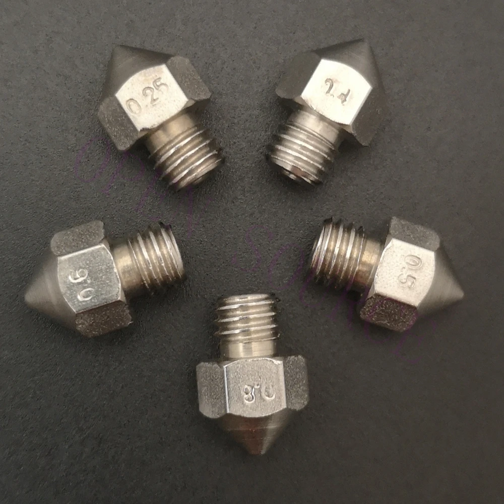 

6pcs Stainless steel All Metal Hotend MK8 Nozzle M6 thread for CR10 Creality CR-10 Ender 3 MK8 Mk9 extruder 3D Printer use