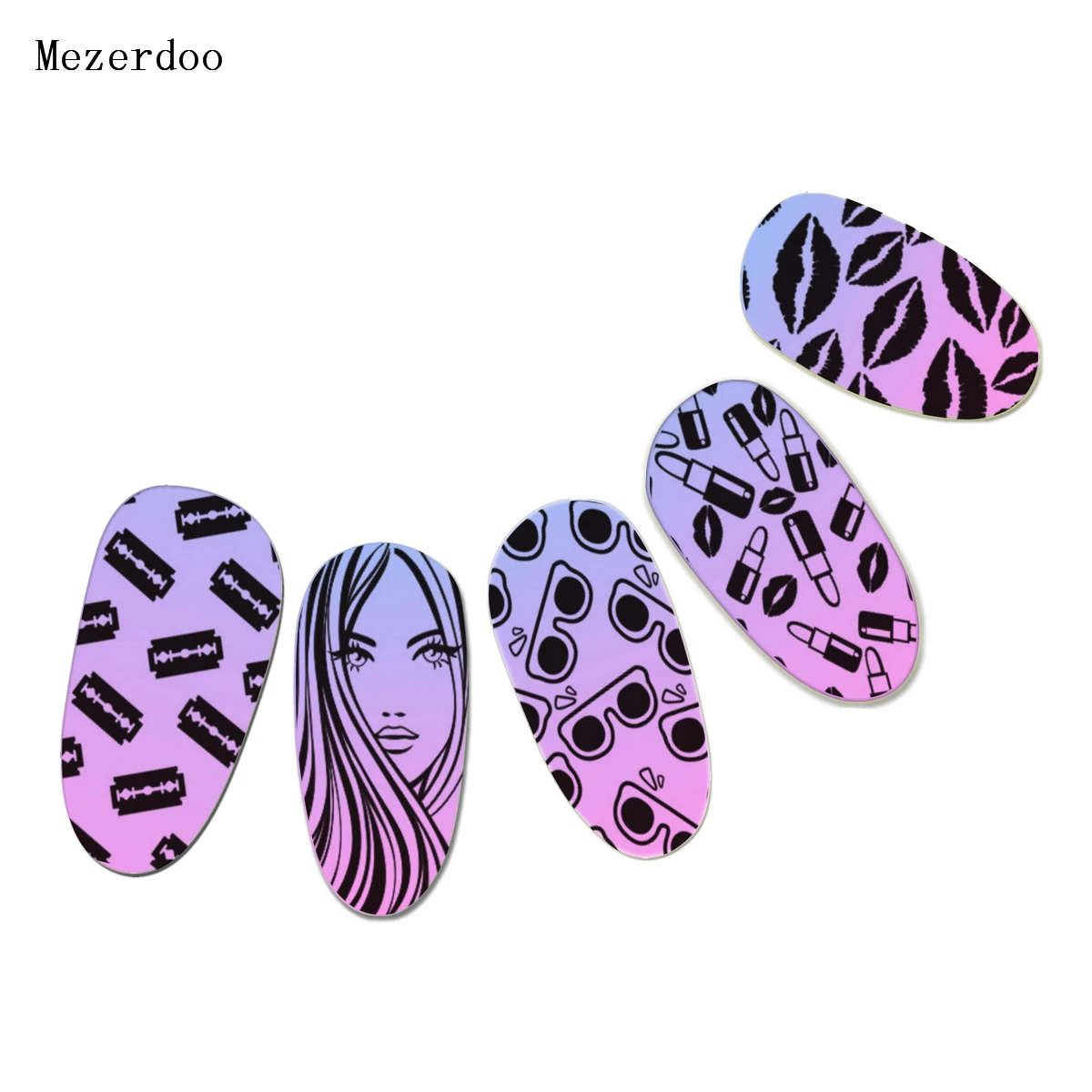 Unicorn Stamping Plate Stencil Lip Seal Ice Cream High Heels Patterns Nail Image Plates DIY Nail Template Manicure Tools C25