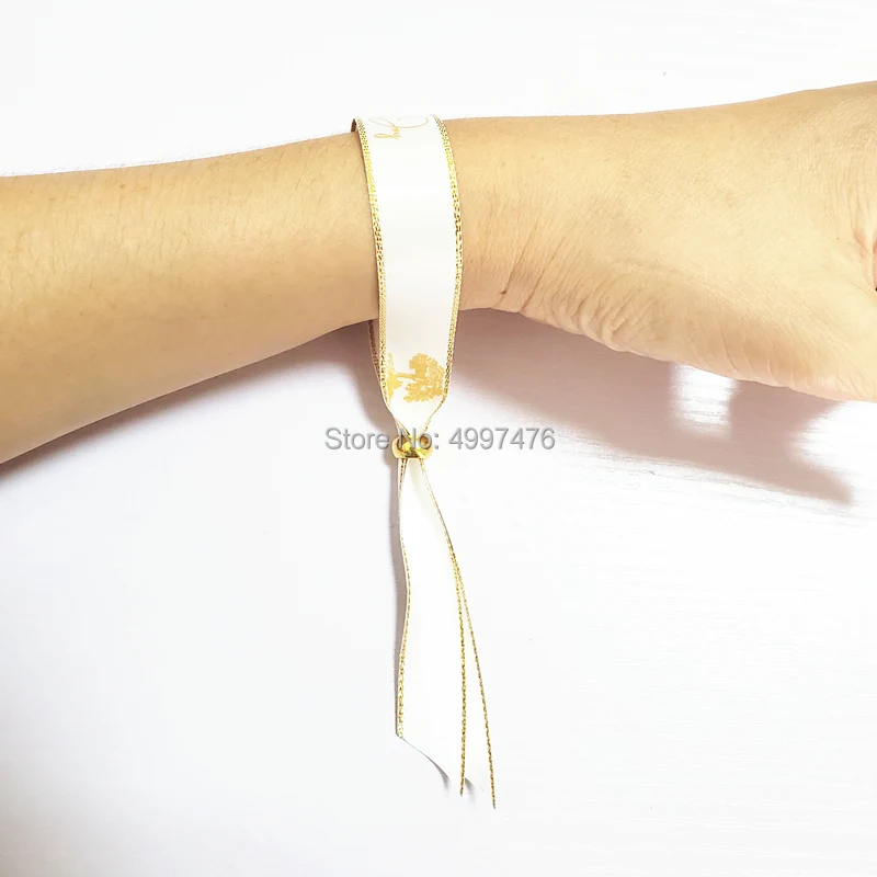 Custom Party favor Wristband Customized Printing gold printing custom bracelets,gold shiny edge and gold printing