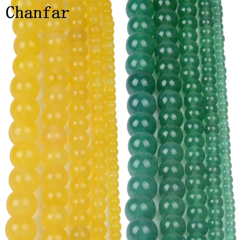 Yellow Green Agate stone Women Jewelry Fashion Making Beads 4 6 8 10 12mm