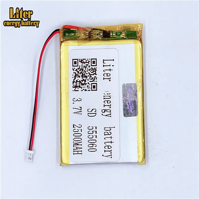 1.0 MM 2pin Cổng kết nối 555060 2500 mAh 3.7 V lõi pin Li-polymer Pin Lipo MP3 MP4 MP5 đồ chơi nhỏ E -Sách GPS PDA điện ngân hàng