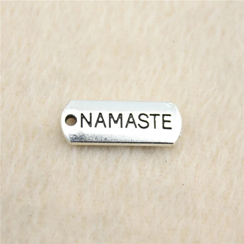 44pcs/lot 21*8mm ancient silver Namaste Tag charm Pendants DIY jewelry for bracelet necklace earring