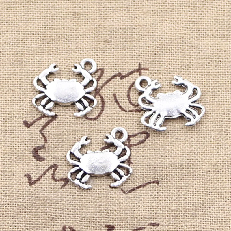 25pcs Charms Crab 15x16mm Antique Silver Color Plated Pendants Making DIY Handmade Tibetan Silver Color Jewelry