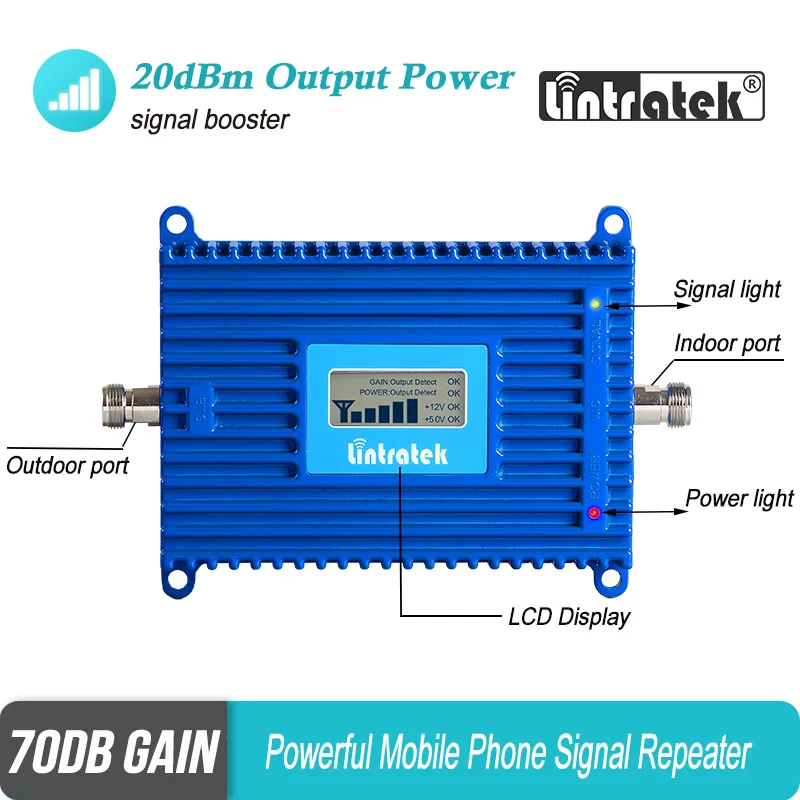 Band 20 Signal Booster 800mhz LTE 4G Signal Repeater ALC AGC 70db Gain 20dbm Signal Amplifier  for Home Office Use