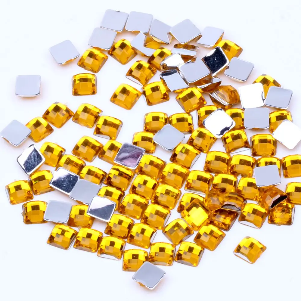 5mm 100pcs Many Colors Acrylic Rhinestones Flatback Square Earth Facets Loose Imitation Glue On Beads DIY Jewelry Making