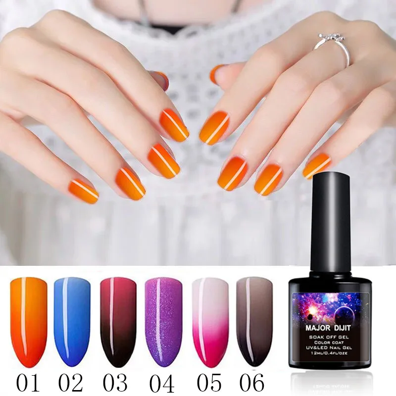 Esmalte de uñas en Gel UV, barniz de uñas de larga duración, cambia la temperatura, Lucky, 6 colores, 12ml