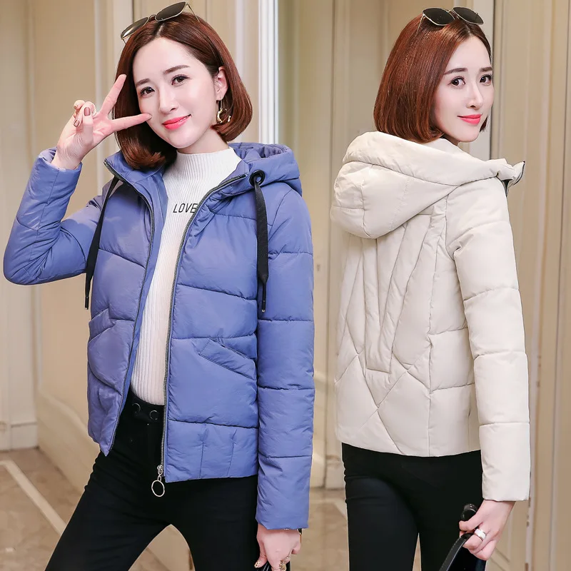 Winter Jacke Für Frauen Mit Kapuze Kurze Parkas Große Größe Jacke Taschen Dünne Frau Winter Mäntel Und Jacken Parkas Largas Mujer