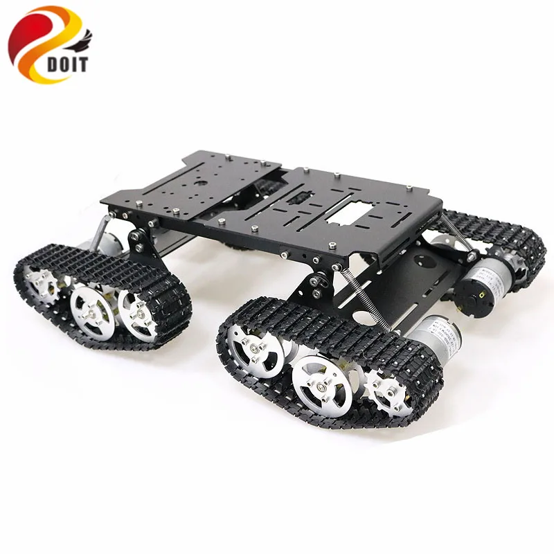 รีโมทคอนโทรล4wd ตัวหน่วงการสั่นสะเทือนหุ่นยนต์ถัง Chassis ชุดกับ4Pcs 12V จอ DC อะลูมินัมอัลลอยกรอบสำหรับ Arduino DIY TS400